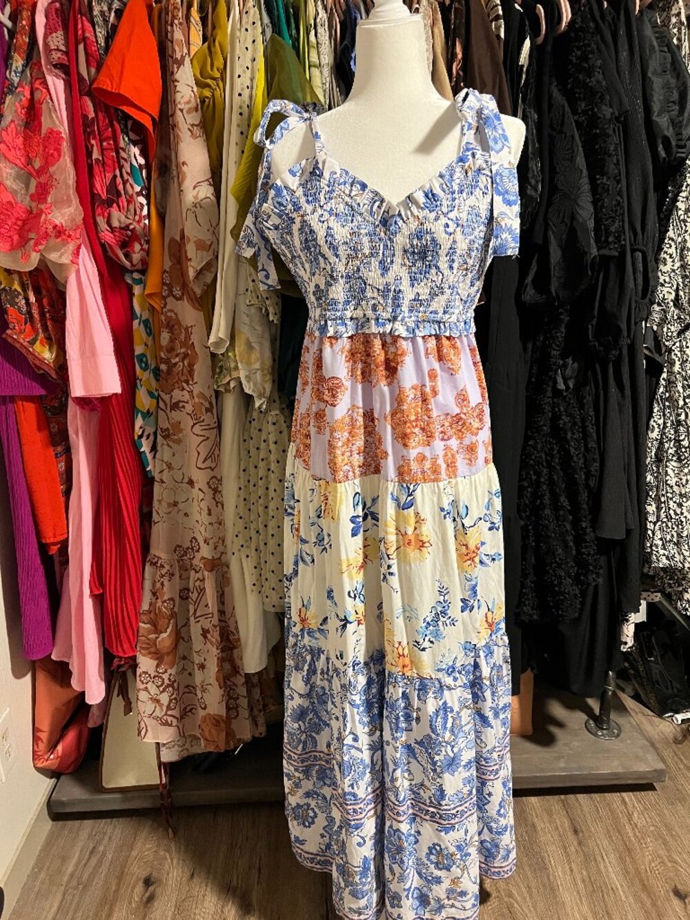 Floral Patchwork Midi Dress